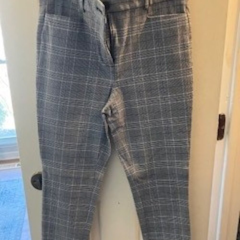 Loft, womens long dress pant, size 4 sutton skinny, black & white checked
